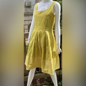 Lavia yellow fit and flair  cotton blend  sundress with side pockets Small